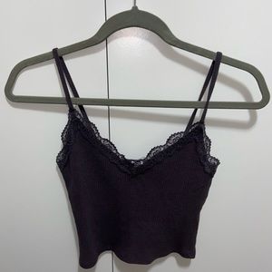 Dark Grey Tank Top w.Lace Trim
